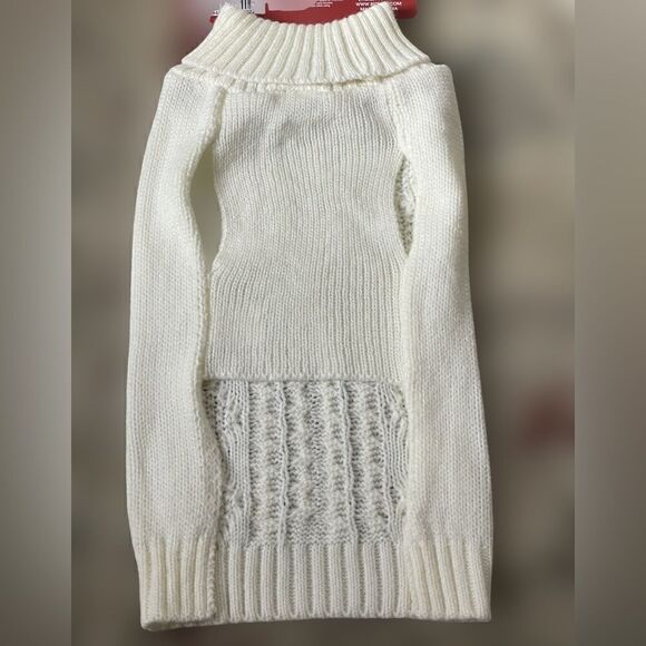 Dog Sweater White Turtleneck Sweater For Your Pup Warm & Fashionable (Large) - Picture 4 of 10